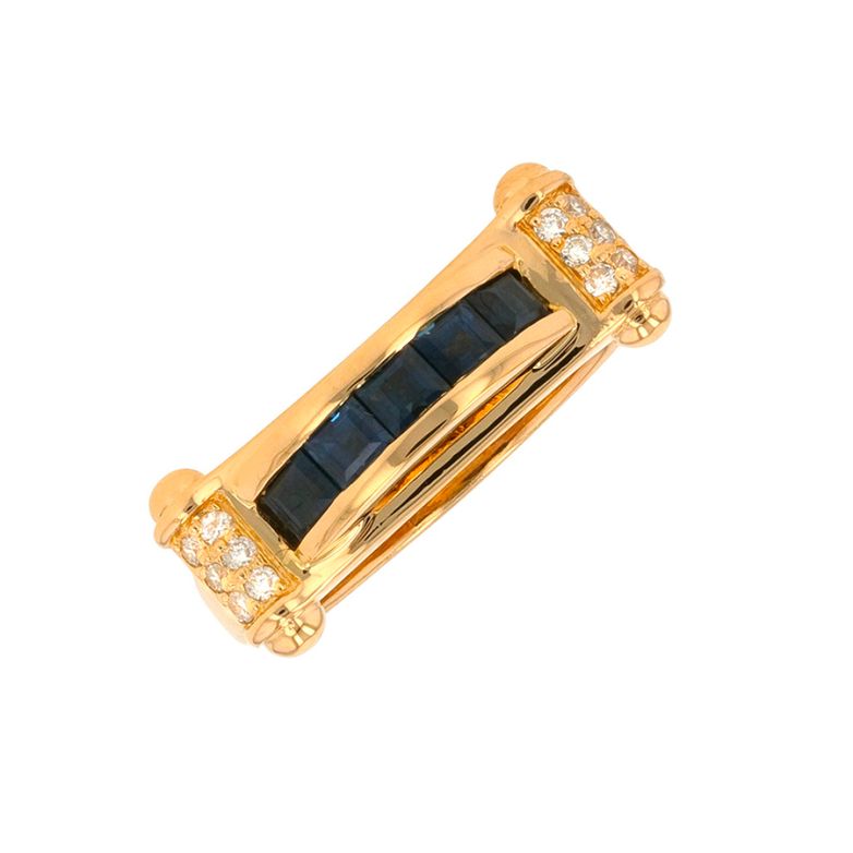 Bague saphirs 0.70 carat et diamants 0.12 carat or jaune 5.30g Comme neuf -  reconditionné disponible sur Gemme Les Bijoux